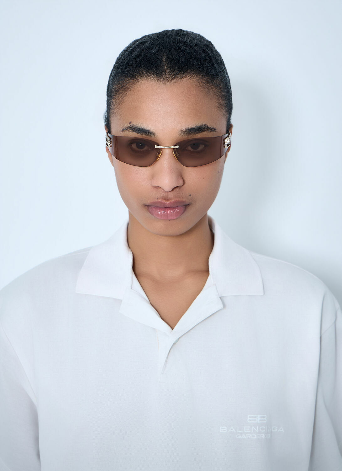 Balenciaga Gossip Rimless Logo Sunglasses