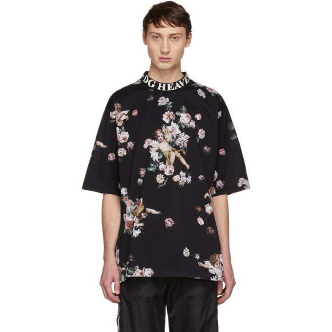 Photo: Dolce and Gabbana Black Heaven Flower Print T-Shirt
