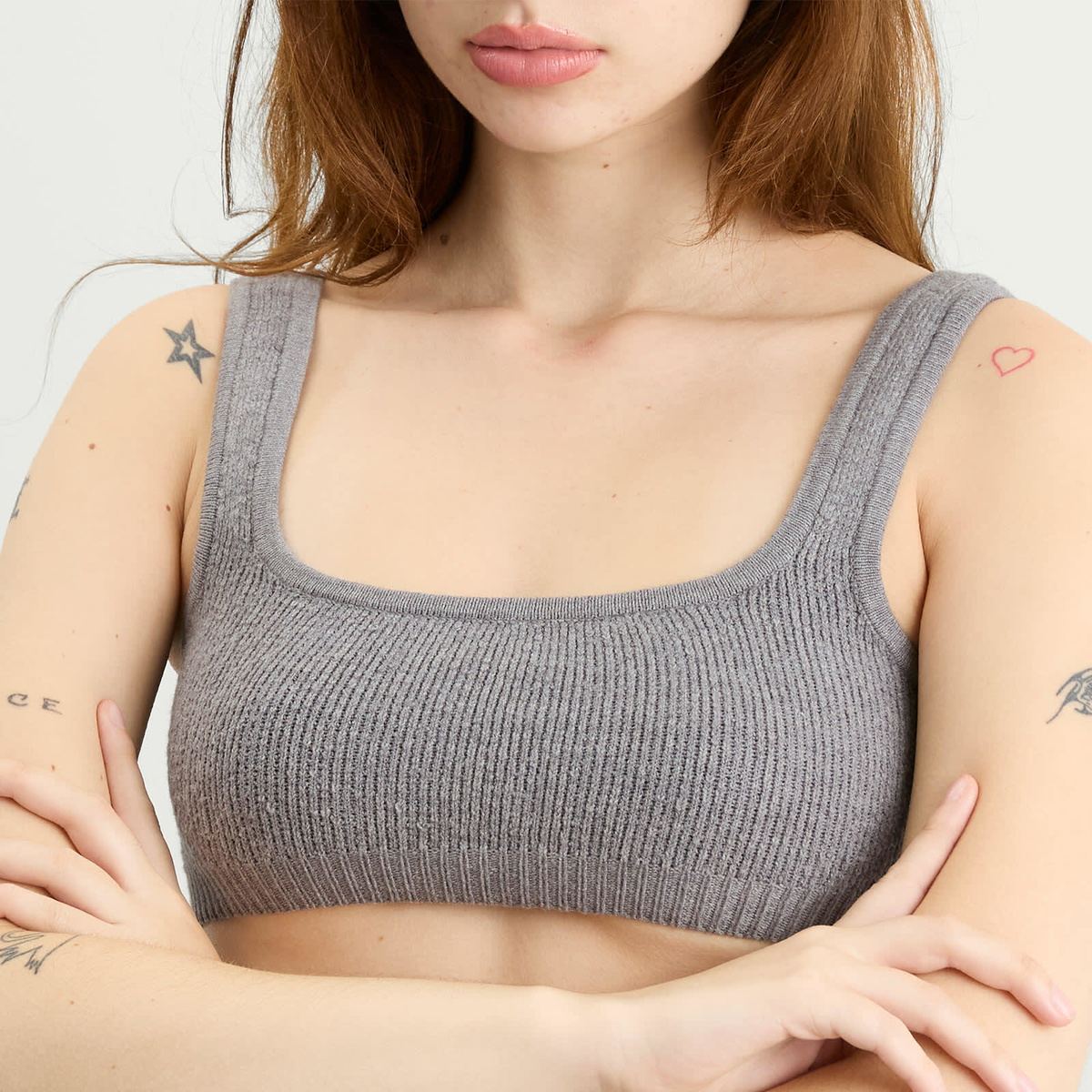 SKIMS Women's Textured Knit Bralette in Dark Heather Grey