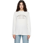 ANINE BING White Ivan Long Sleeve 'New York' Stencil T-shirt