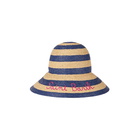 MC2 Saint Barth Woman Straw Bucket With Front Embroidery And Stripes