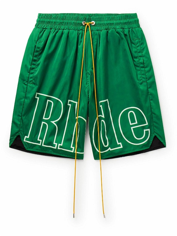 Photo: Rhude - Straight-Leg Logo-Print Nylon Drawstring Shorts - Green