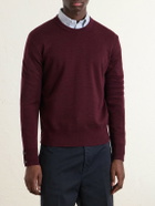 Thom Browne - Milano Stitch Wool, Linen and Cotton-Blend Sweater - Burgundy