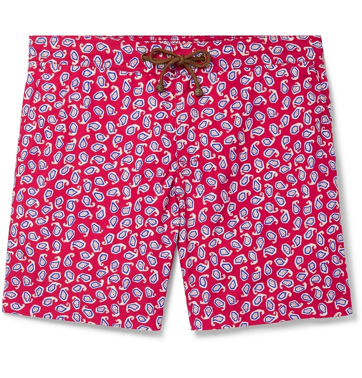 Photo: Thorsun - Charvet Mid-Length Printed Swim Shorts - Red