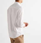 AMI - Button-Down Collar Logo-Appliquéd Cotton Oxford Shirt - White