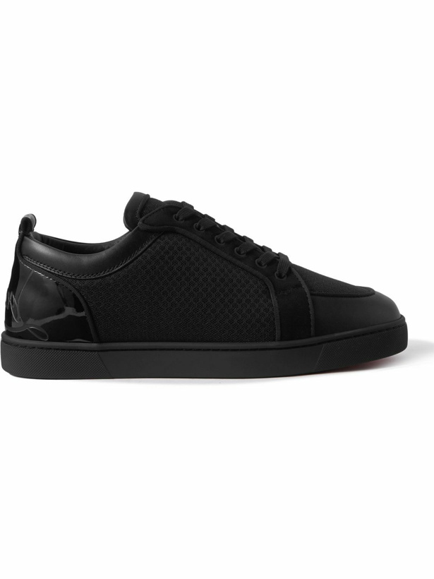 Photo: Christian Louboutin - Suede-Trimmed Leather and Mesh Sneakers - Black
