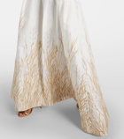 Elie Saab Embroidered halterneck cotton-blend gown