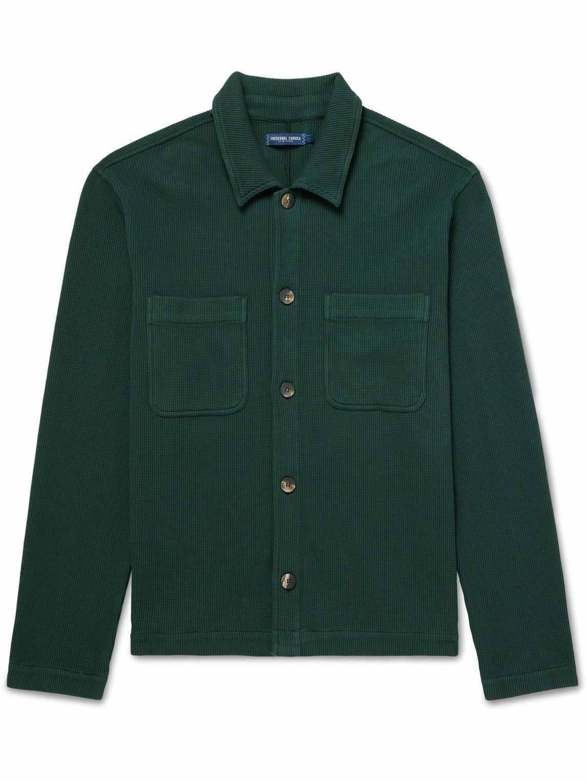 Frescobol Carioca - Preto Waffle-Knit Cotton Overshirt - Green