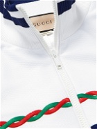 GUCCI - Embroidered Two-Tone Tech-Piqué Track Jacket - Blue