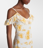 Rodarte Floral ruffled silk moiré slip dress