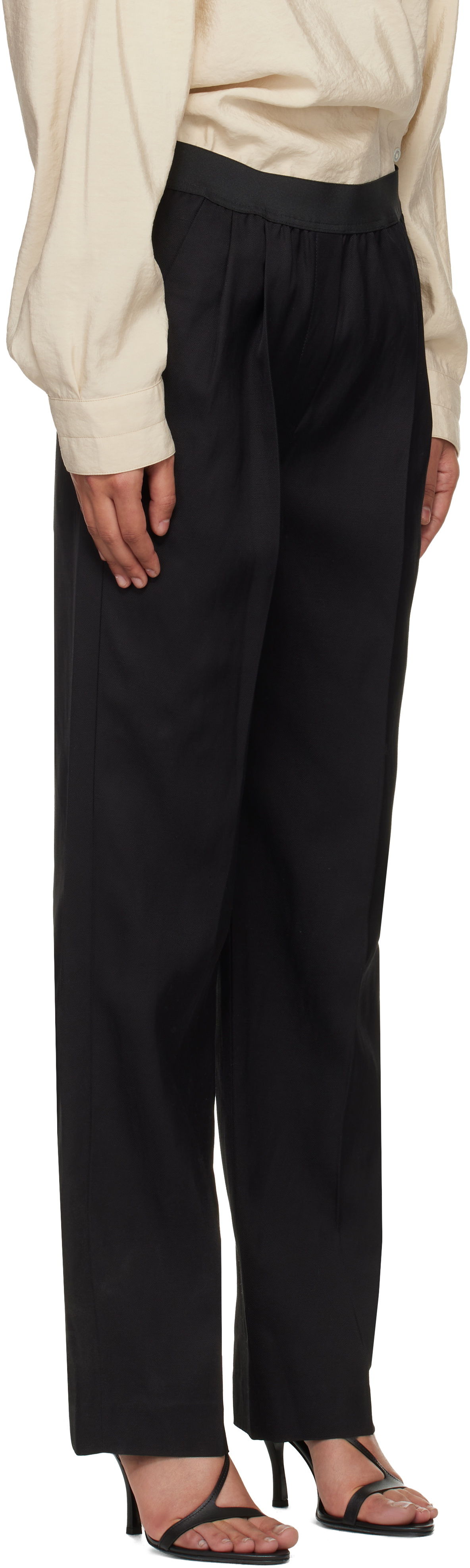 Loulou de Saison Black Takaroa LDS Elasticated Waistband Trousers