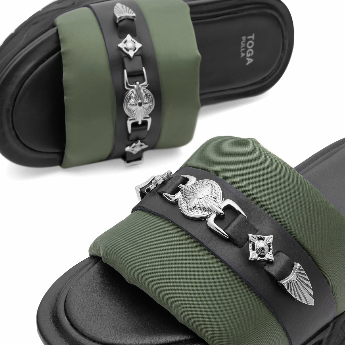Toga Pulla Women's Platform Slider Sandals in Green
