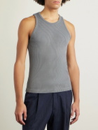 AGOLDE - Viggo Ribbed Stretch Organic Cotton and TENCEL™ Lyocell-Blend Tank Top - Gray