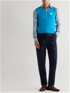 Etro - Slim-Fit Embroidered Cable-Knit Mohair-Blend Sweater Vest - Blue