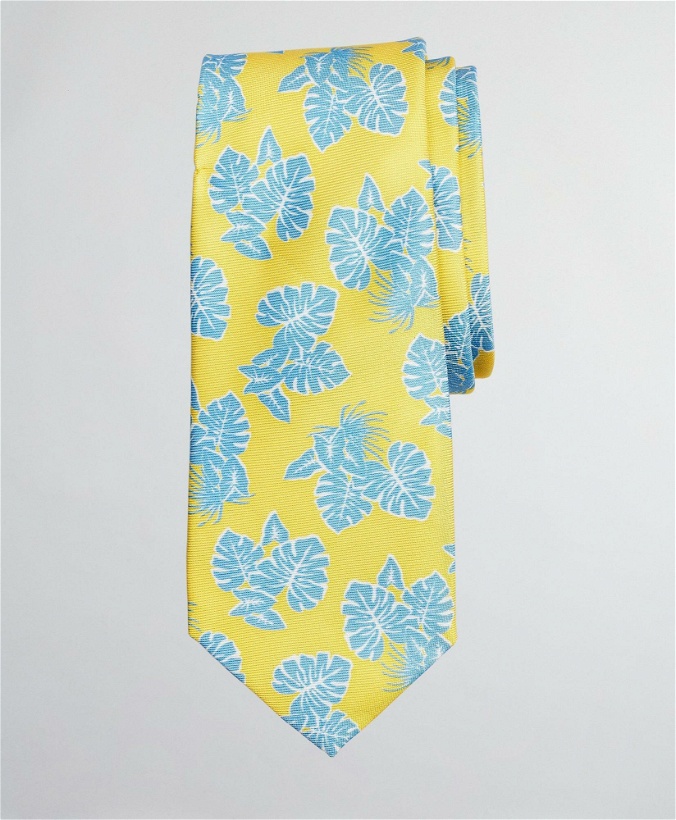 Photo: Brooks Brothers Boys Palm Leaf Print Tie | Yellow/Blue