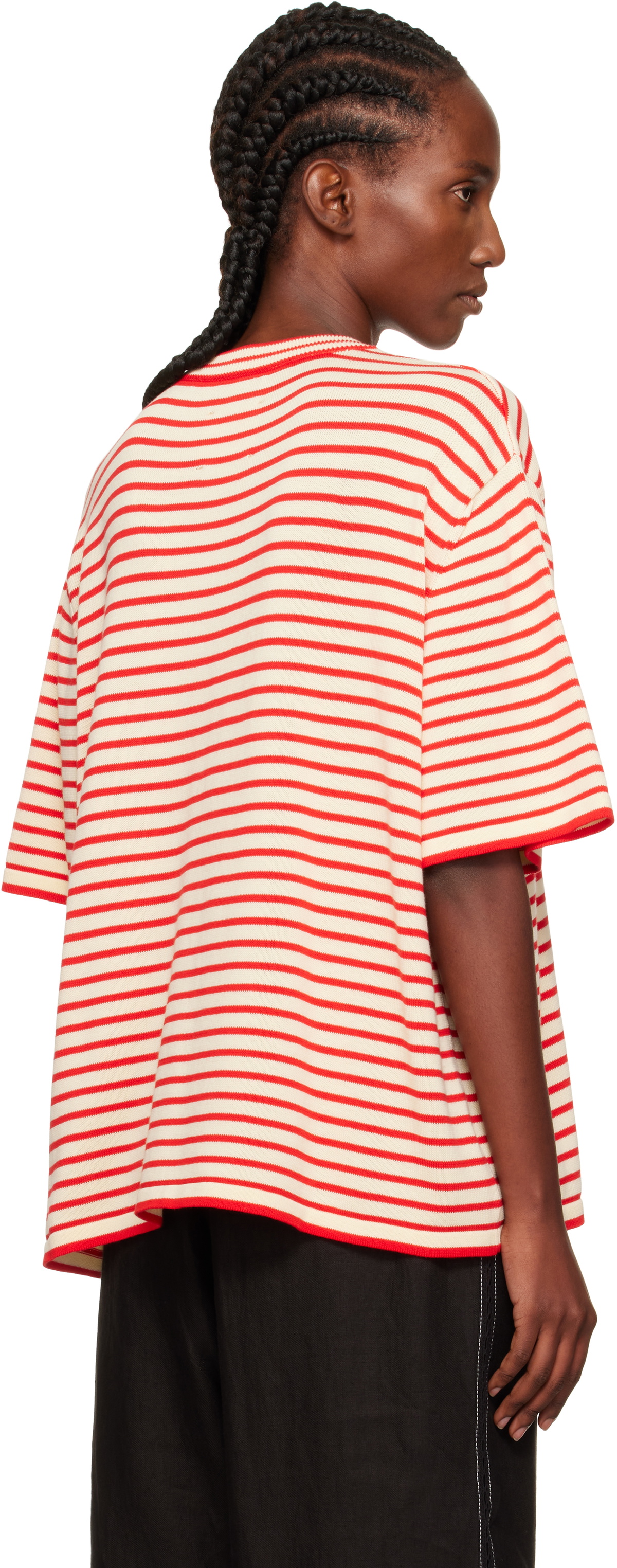 Cordera Off-White & Red Organic Cotton Oversized Striped T-shirt