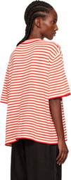 Cordera Off-White & Red Organic Cotton Oversized Striped T-shirt