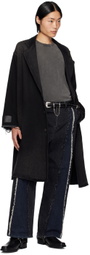 JieDa Black Hand-Bleached Denim Coat