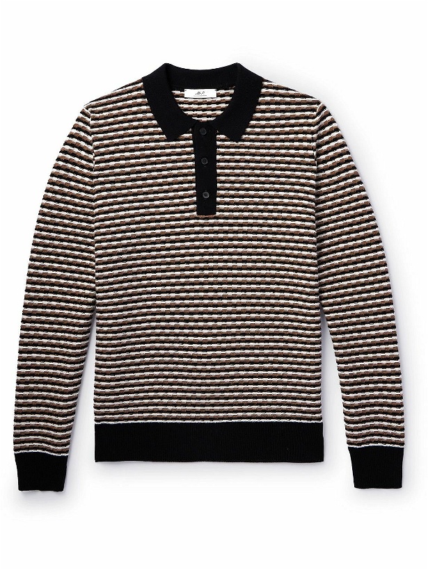 Photo: Mr P. - Striped Wool Polo Shirt - Brown