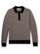 Mr P. - Striped Wool Polo Shirt - Brown