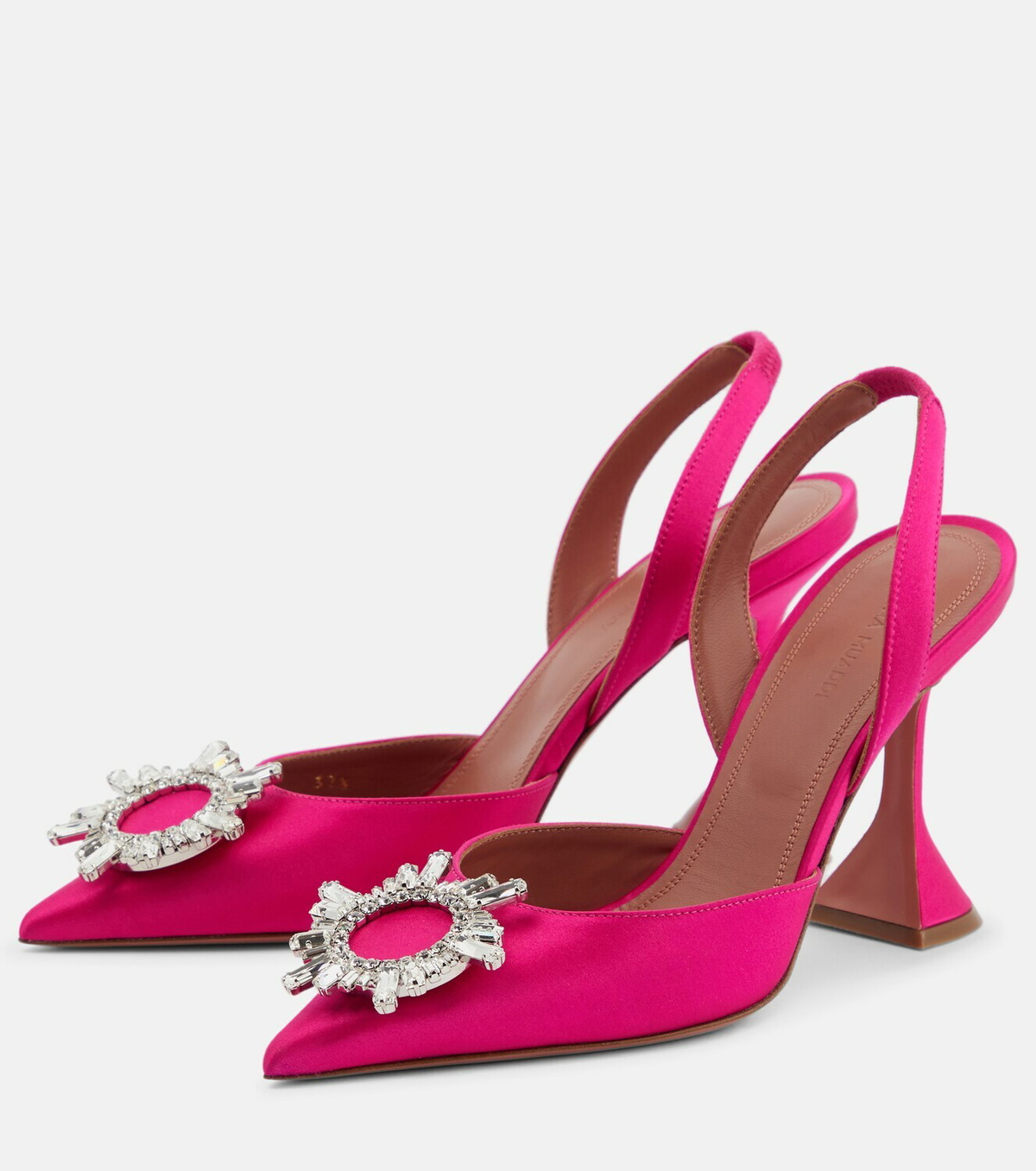 Amina Muaddi - Begum embellished satin slingback pumps