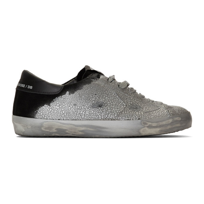 Photo: Golden Goose Silver and Black Suede Superstar Sneakers