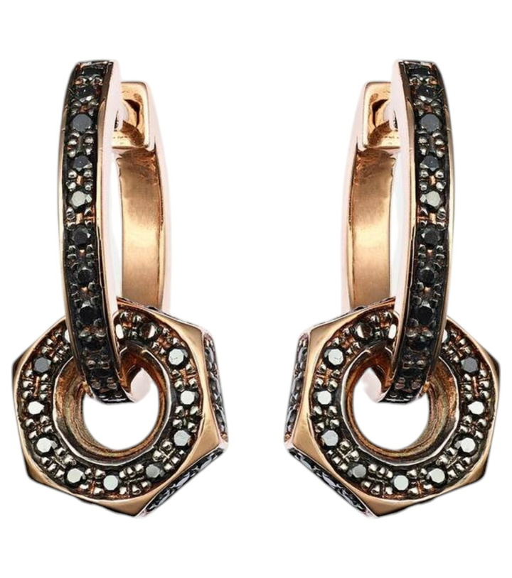 Photo: Ileana Makri Nut 18kt gold hoop earrings with black diamonds