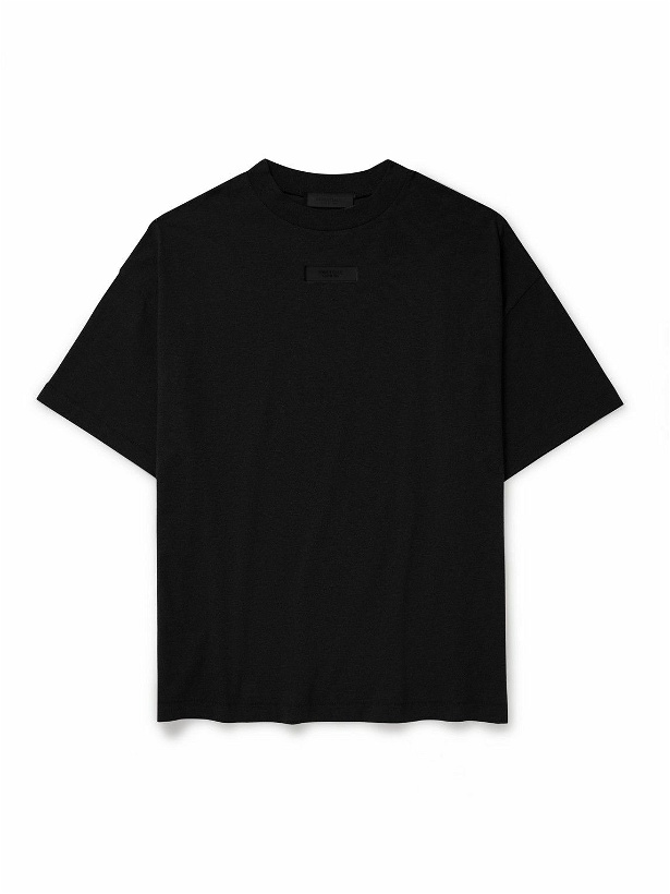 Photo: FEAR OF GOD ESSENTIALS - Logo-Appliquéd Cotton-Jersey T-Shirt - Black