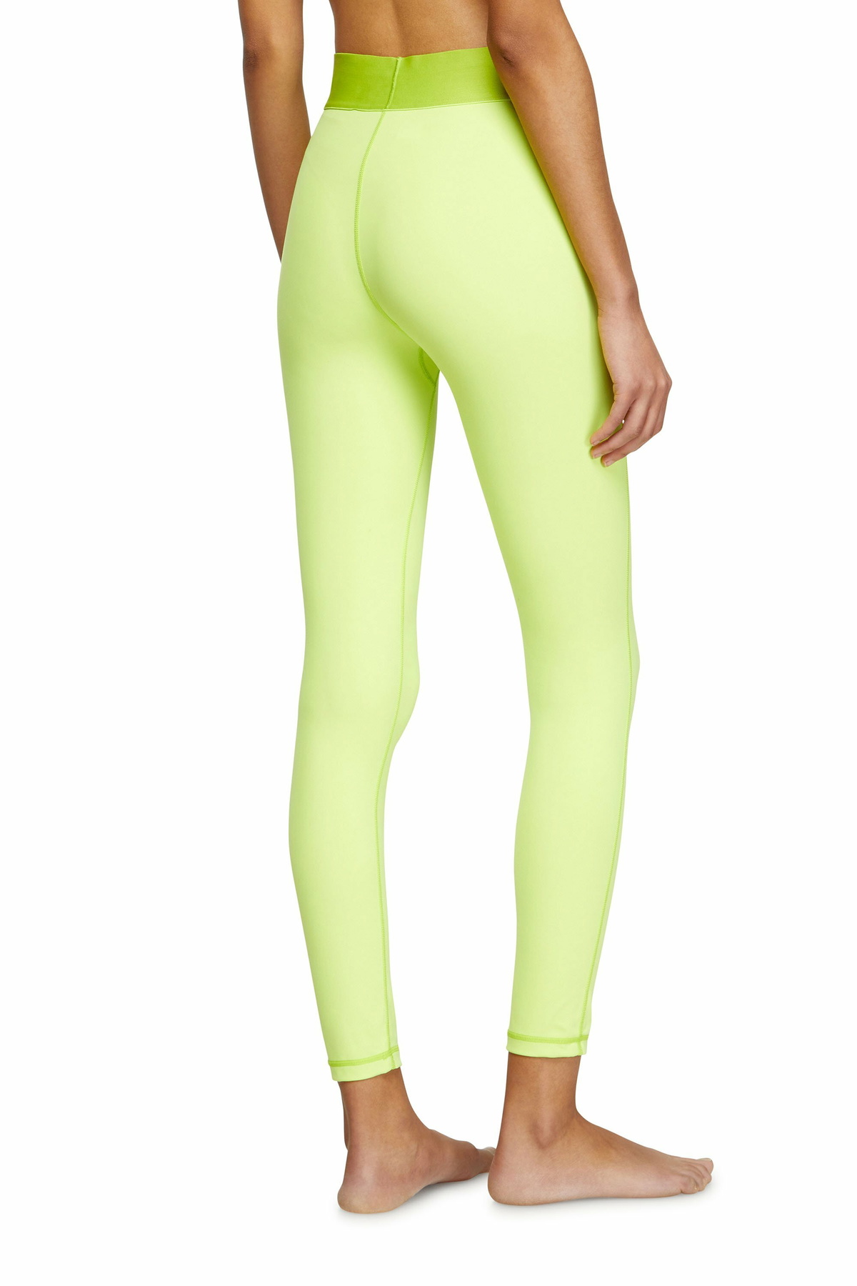 Diesel Microfibre leggings with cut-off logo - Pants Womens in Green
