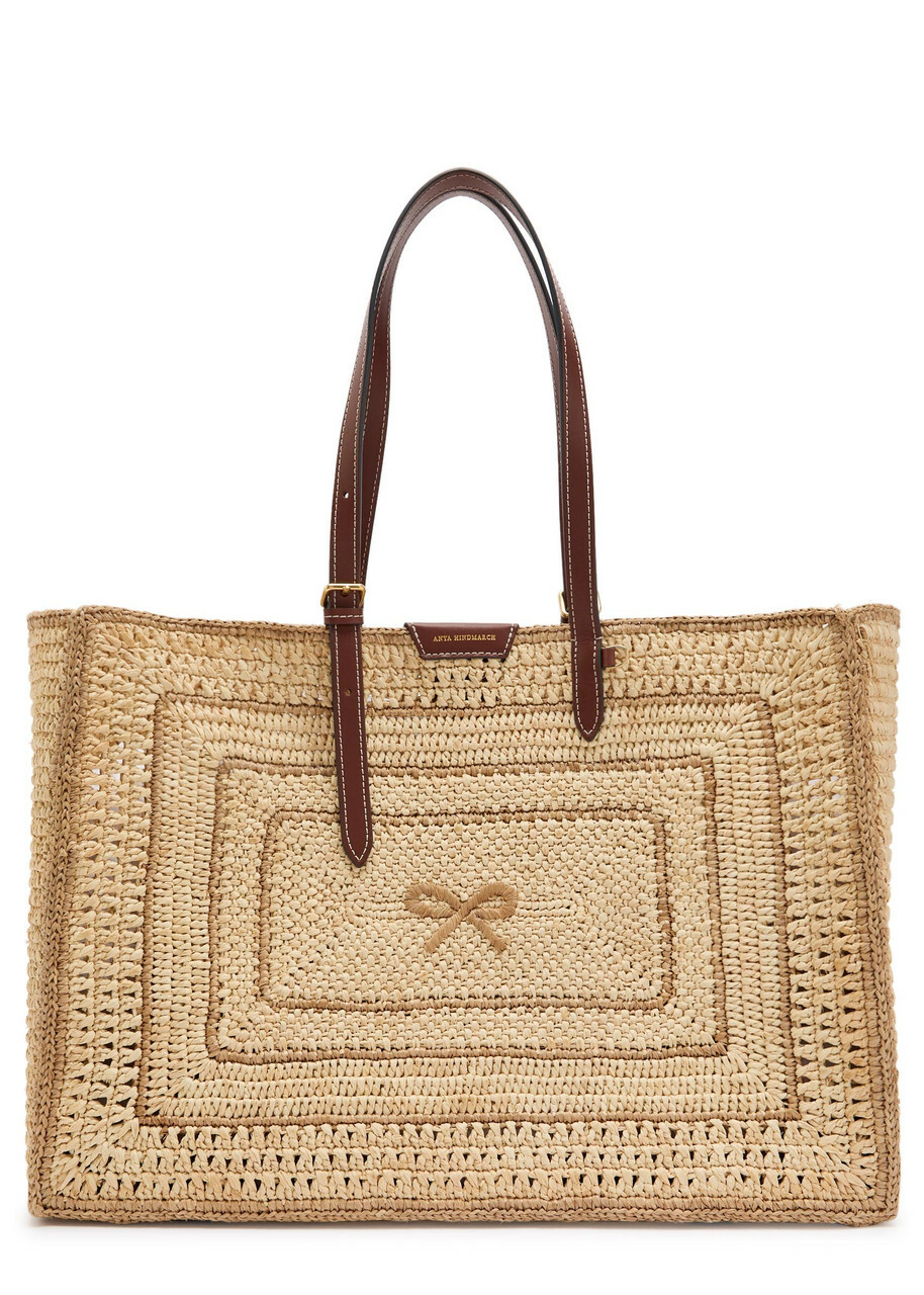 Anya Hindmarch Bow Raffia and Leather Tote bag - Natural - One Size