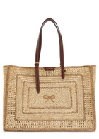 Anya Hindmarch Bow Raffia and Leather Tote bag - Natural - One Size