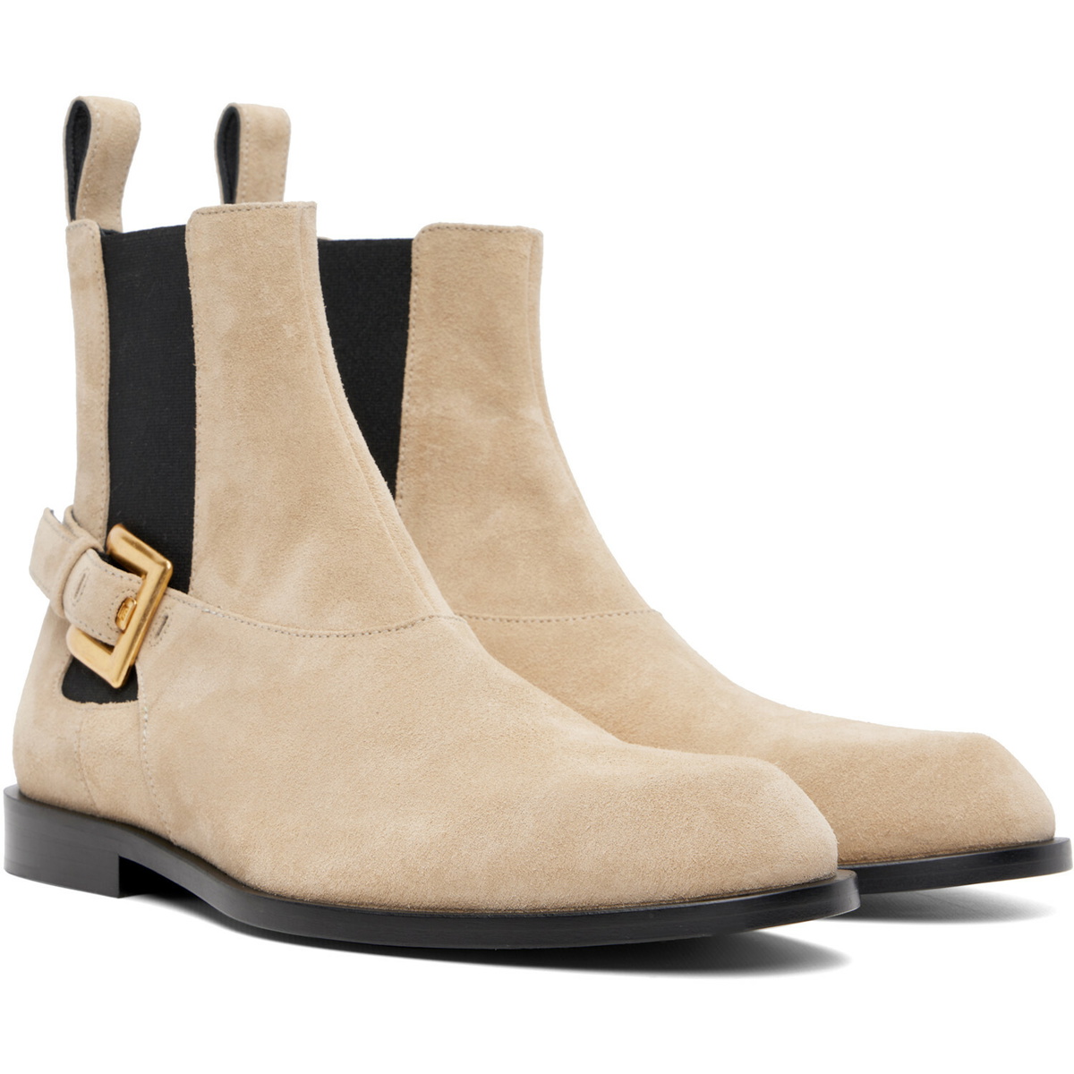 BALMAIN Beige Suede Anthem Chelsea Boots