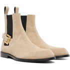 BALMAIN Beige Suede Anthem Chelsea Boots