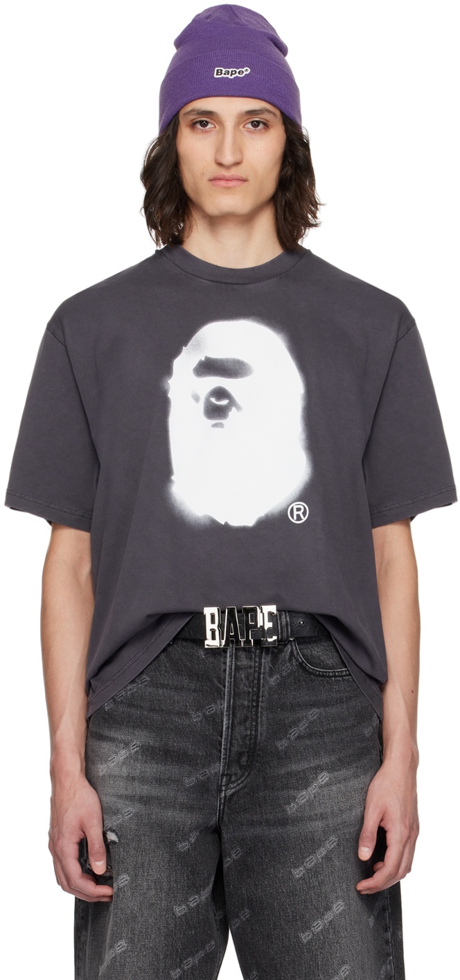 Photo: BAPE Gray Spray Ape Head T-Shirt