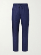 SEASE - Summer Mindset Straight-Leg Linen and Cotton-Blend Drawstring Trousers - Blue