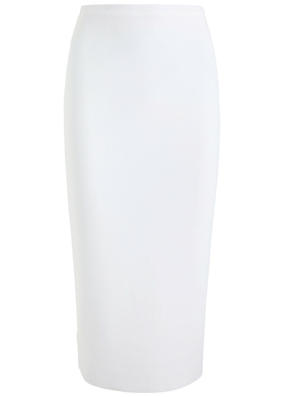 Norma Kamali Stretch-crepe Midi Pencil Skirt White