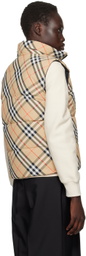 Burberry Beige Reversible Check Nylon Down Vest