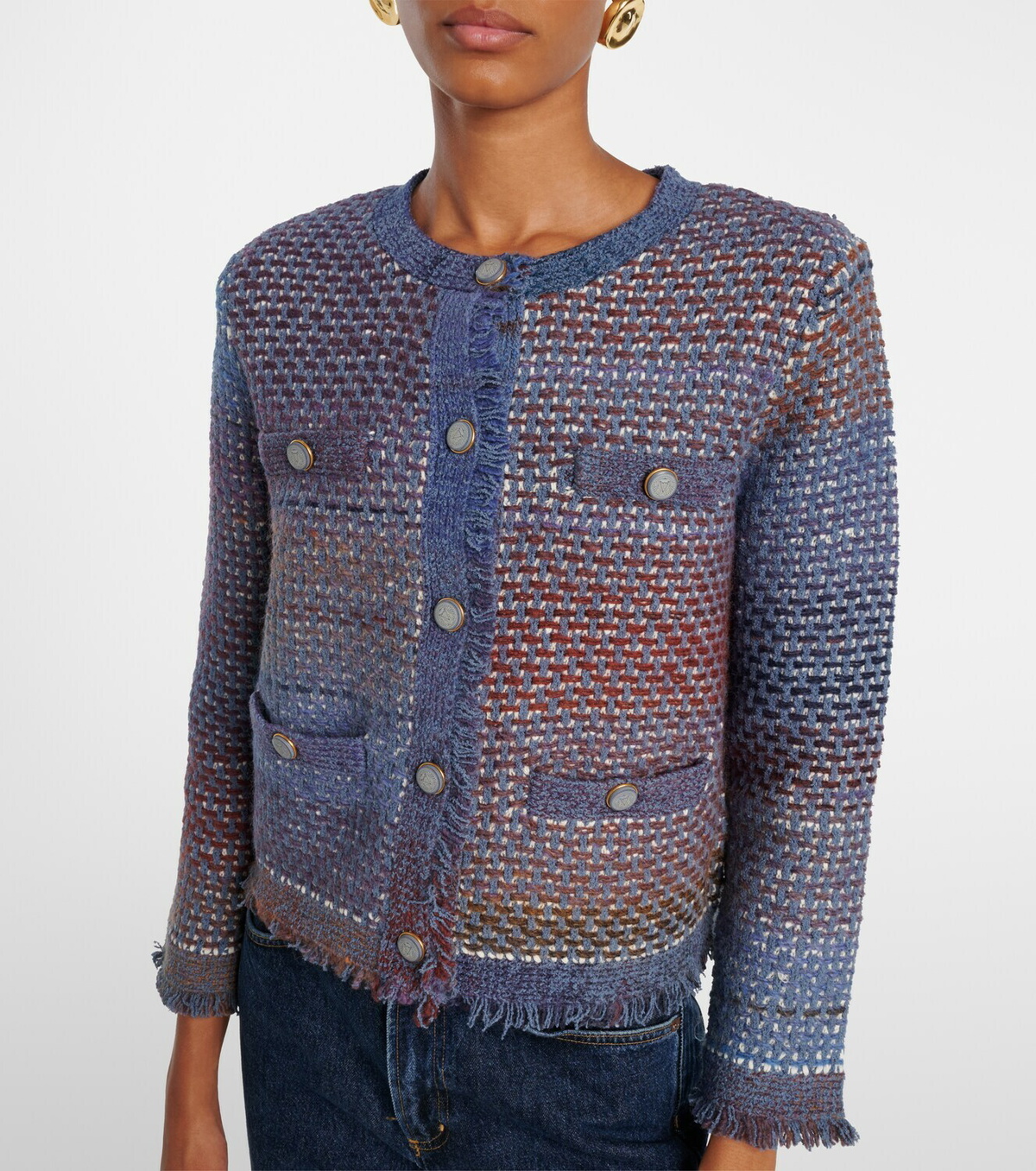 Veronica Beard Fringed cotton-blend cardigan
