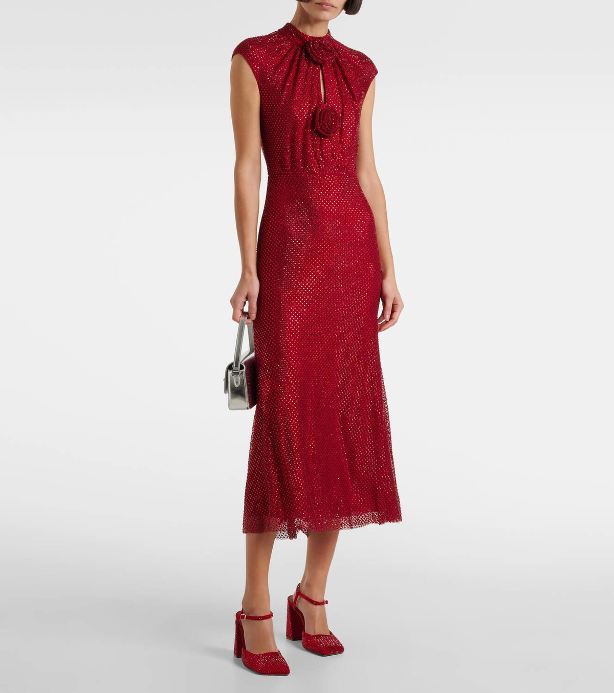 Self-Portrait Embellished fishnet midi dress Self-Portrait