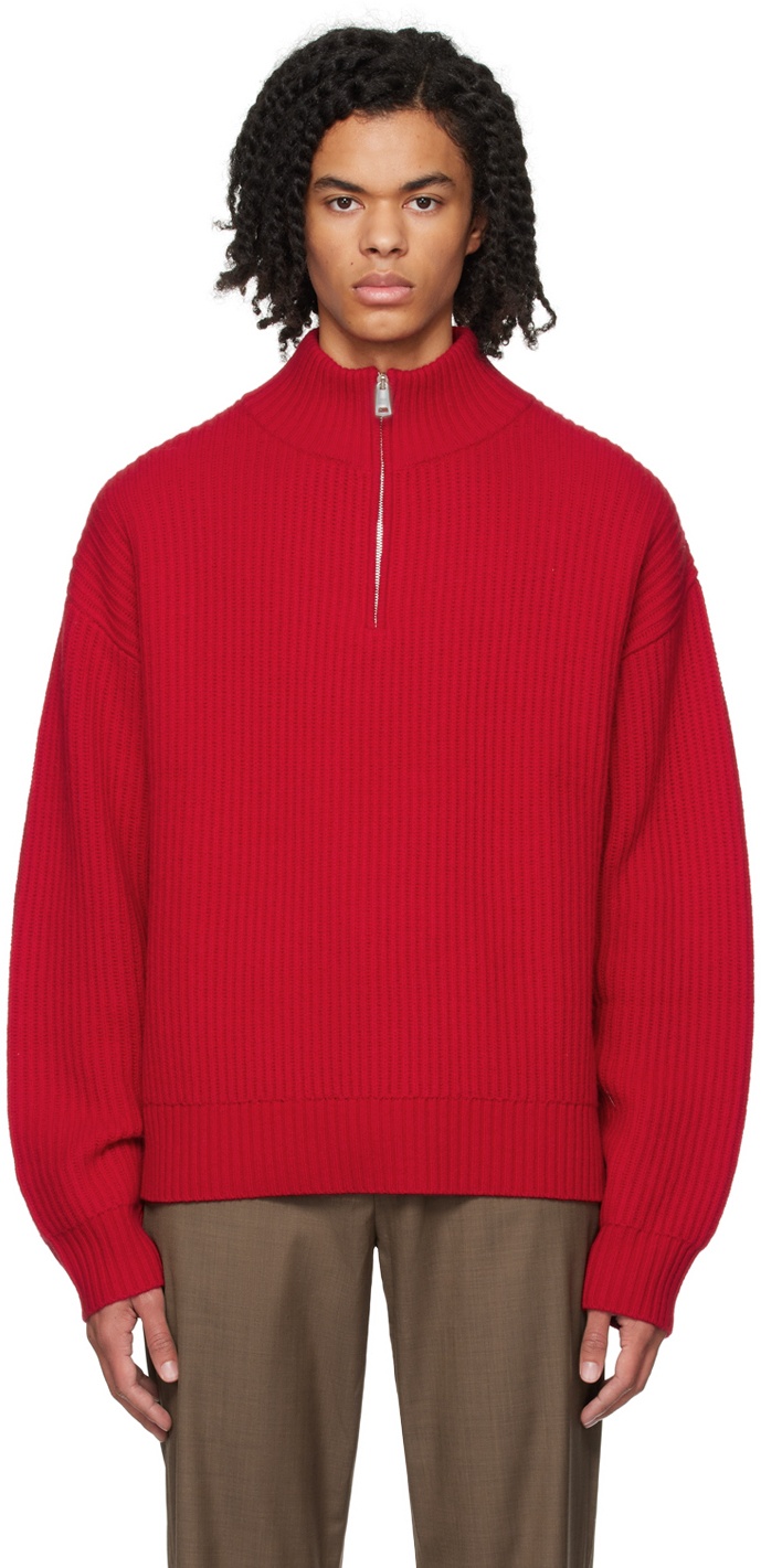 Photo: WYNN HAMLYN Red Half-Zip Sweater