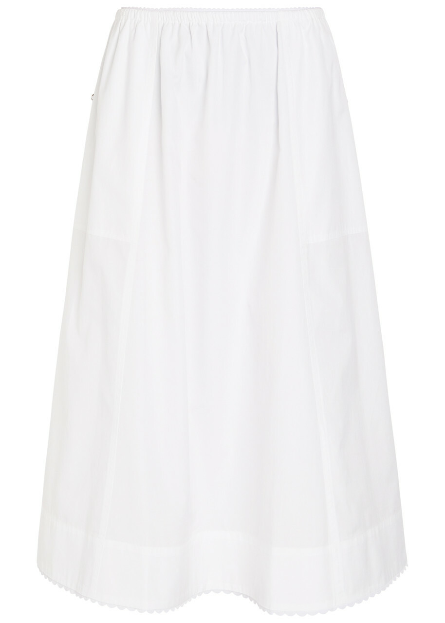 Vince Scalloped Cotton Midi Skirt White