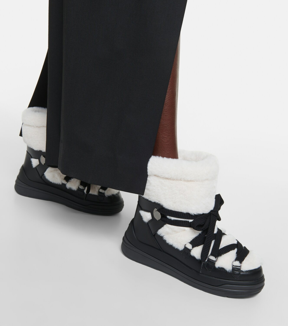 Moncler Insolux faux fur and suede snow boots Moncler