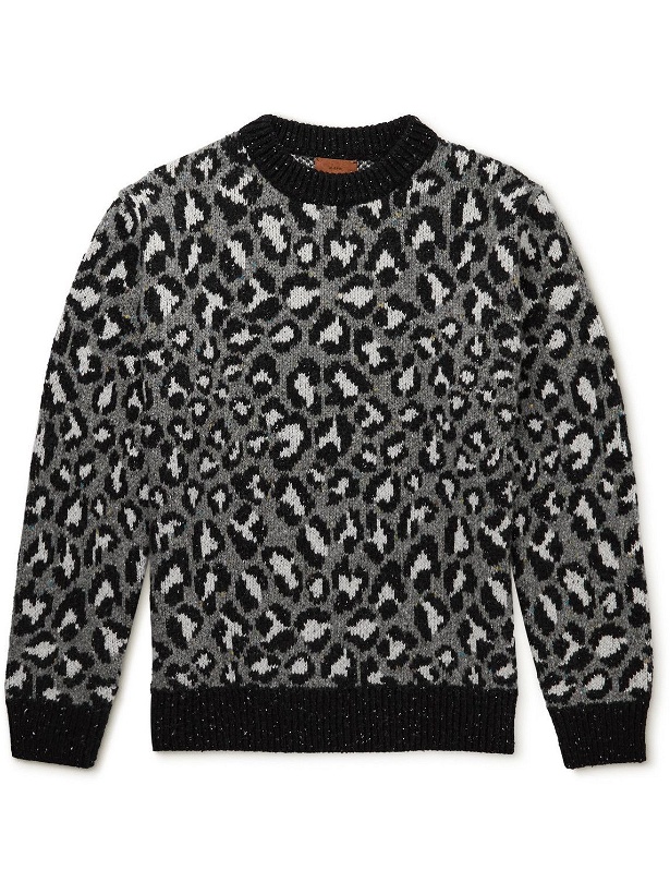 Photo: Alanui - Leopard-Jacquard Wool-Blend Sweater - Gray