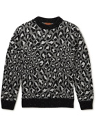 Alanui - Leopard-Jacquard Wool-Blend Sweater - Gray