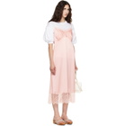 Simone Rocha Pink Lace Trim Slip Midi Dress
