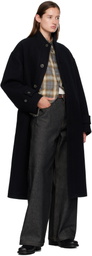COOR Black Virgin Wool High-Neck Coat