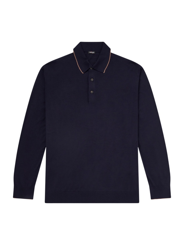 Photo: Kiton - Merino Wool Polo Shirt - Blue