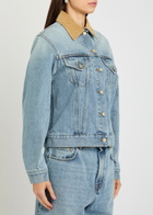 Rohe Suede Collar Denim Jacket Light Blue