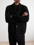 William Lockie - Duncan Shawl-Collar Ribbed Merino Wool and Cashmere-Blend Cardigan - Black