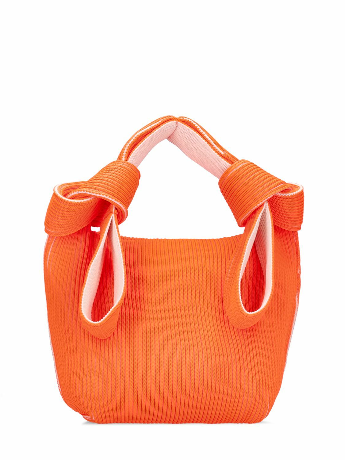 LASTFRAME Two-tone Rib Knit Obi Top Handle Bag